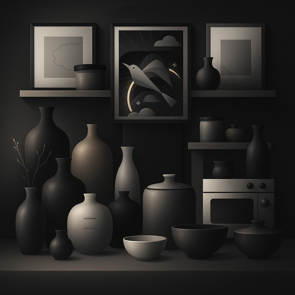 Minimalist ceramic home decor arrangement
