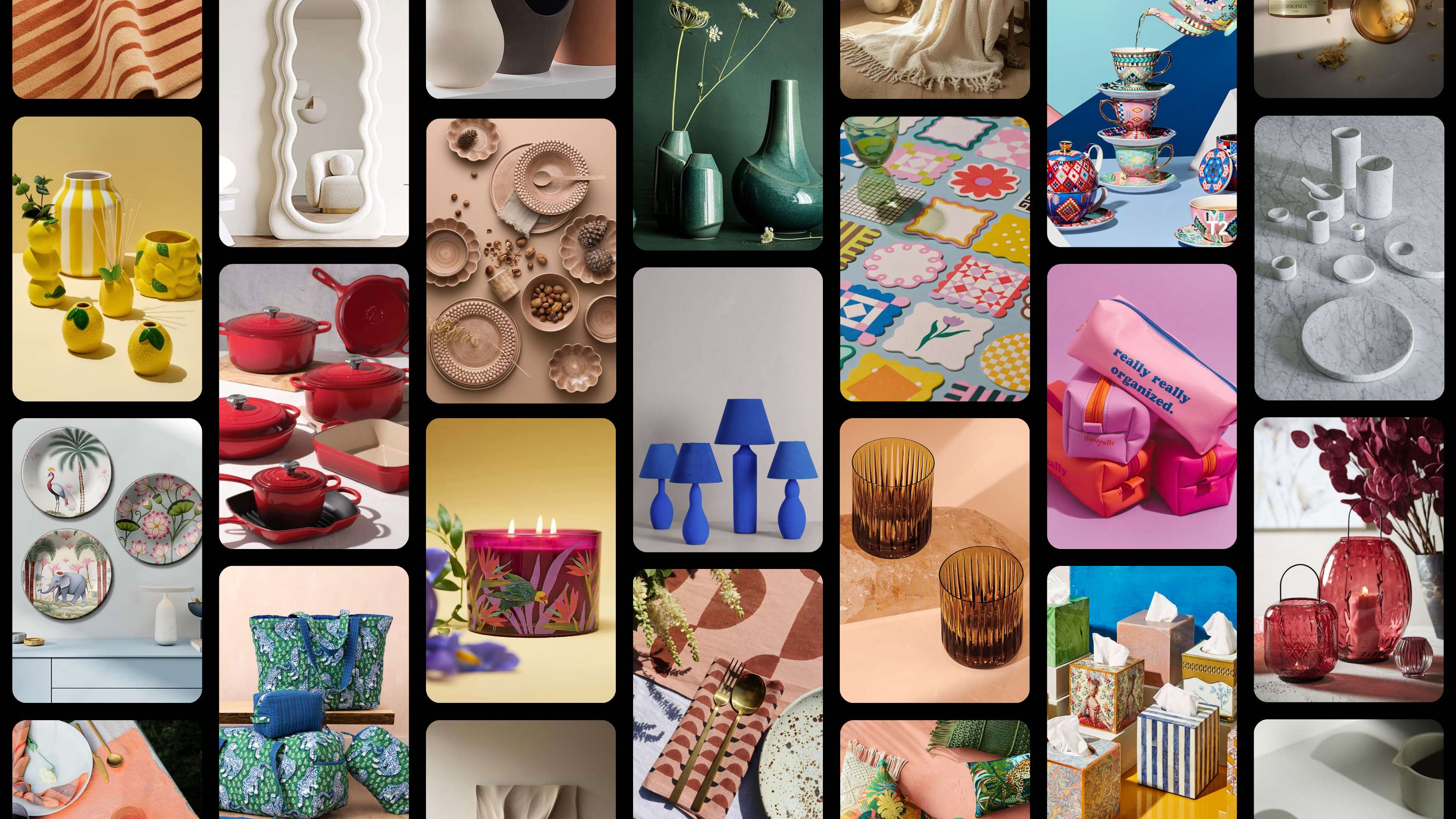 Beautiful collection of home decor products including ceramics, vases, dinnerware, and accessories